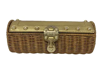 Michael Kors Santorini Rattan Wicker Clutch Purse Gold • $30.99