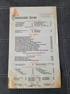 Vintage Menu Roney Plaza Hotel Candelight Room Miami 1950s/60s • $4.99