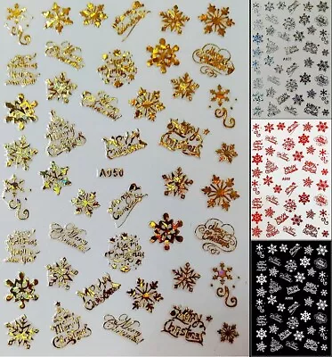 Christmas Nail Sticker Happy New Year Stars Snow Reindeer Tree   • $2.75