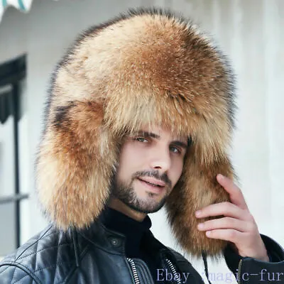 Full Covered Real Fox Fur Hat Trapper Russian Ushanka Hunter Earflap Hat Ski Cap • $84.50