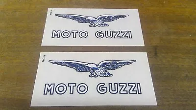 Moto Guzzi Tank Decals One Pair  New Old Stock  Whiteblue And Black On Clear • $6.22