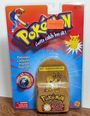 Vintage Pokemon 1999 Collector Marble Pouch Series 2 Tan Sandshrew / Hitmonchan • $60
