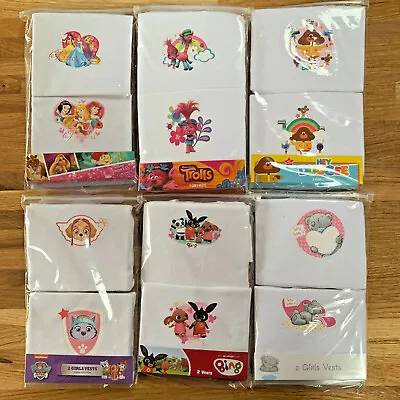 £3.85 • Buy Girls Pack Of 2 Vests Paw Patrol Tatty Teddy Bing Bunny Top Baby Age 1 - 8 Years