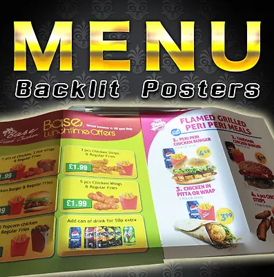 Menu Poster Printing/illuminated Menu Board/Display Menus/Curved Menu Boxes/Sign • £15
