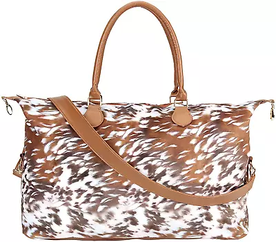 Brindle Cow Print Weekender Bag Duffle Bag For Women Large Travel Tote Bag Gift • £46.33