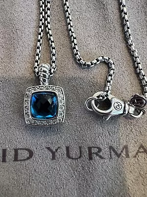 David Yurman 7mm Silver Albion Pendant 18  Necklace Topaz & Diamonds • $350