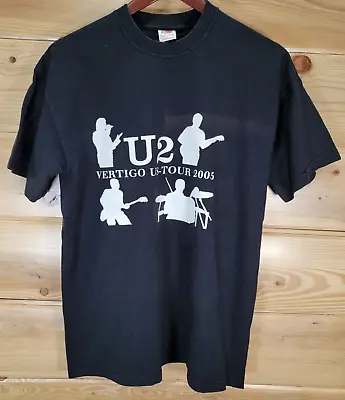 U2 T Shirt Men Medium  Vertigo  2005 US Tour Concert Black Fade Double Sided • $9.99