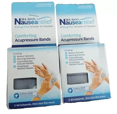 2 PACK Sea-Band Acupressure Nausea Wristbands Motion Sickness GRAY 4 Bands *READ • $12.99