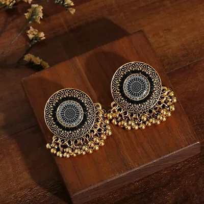 Vintage Women Gold Round Shape Drop Balls Indian Earrings Enamel Jewelry Gifts • $5.49
