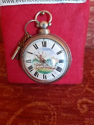 Gorgeous Verge Pocket Watch With Painted Dial • $994.68