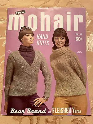 Vintage 1964 New Mohair Hand Knits Patterns By Bear Brand & Fleisher Yarns #82 • $10