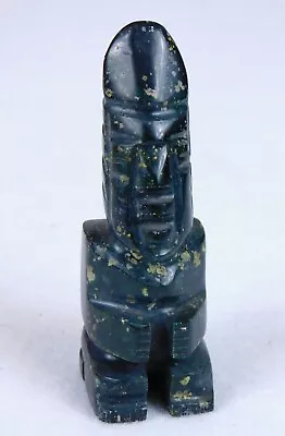 Vintage Aztec Carved Black Spotted Jasper Figurine Stone Tribal Statue 4.75  • $12.99