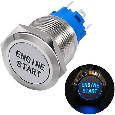 Universal Quality Replacement BLUE LED ENGINE START SWITCH IGNITION PUSH BUTTON • $34.95