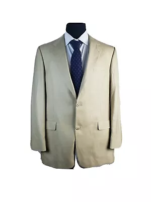 Hart Schaffner Marx Gold Trumpeter Beige Yellow Check 2 Button Blazer Mens 42L • $44.40