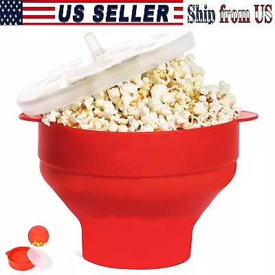 Microwave Oven Silicone Popcorn Popper Maker Bowl Basket Collapsible BPA Free • $9.95