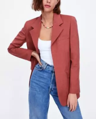 Zara Woman New Jacket Blazer Red Coral Dusty Pink 2863/777 L $149 • $59.99