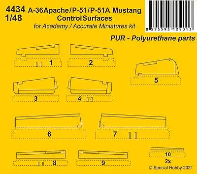 CMK 4434 1:48 North-American A-36 Apache / P-51/P-51A Mustang Control Surfaces • £9.54