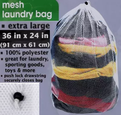 Mesh Laundry Bag XL  36  X 24  Jumbo Push Lock Drawstring Heavy Duty Net Wash • $8.34