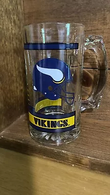 Vintage NFL Minnesota Vikings Glass Beer Stein Mug 10 Oz Retro Football Merch • $14.99