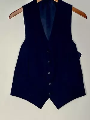 Navy Blue Men's Vest M Wool Waistcoat 40s Style Victorian Dickens Back Belt • $19.95