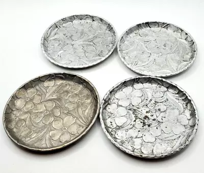 Vintage Everlast Forged Aluminum Coasters Floral Design Set Of Four Flower Set • $17.99