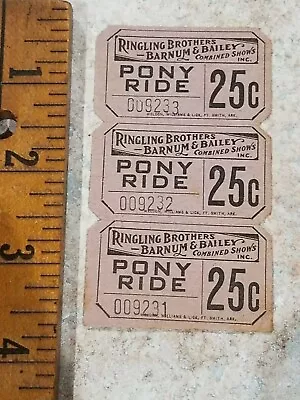Ringling Brothers Barnum Bailey Circus Pony Ride Admission Ticket Vintage  • $20