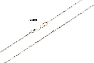 14k Solid White Gold Rope Chain Necklace D/cut 1mm-5mm Mens' Women Sz 16 -30  • $249.42