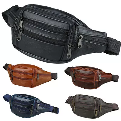 Genuine Leather Waist Bum Bag Mens Fanny Pack Vintage Money Belt Pouch Wallet • $19.49