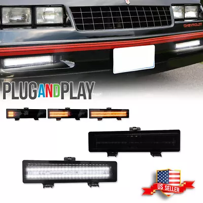 2x Smoked Sequential LED Front DRL Corner Signal Lights For 81-88 Monte Carlo SS • $79.99