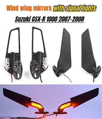 Motorcycle LED Turn Signal Light Wind Wing Mirrors For Suzuki 2007 2008 GSXR1000 • $45.50