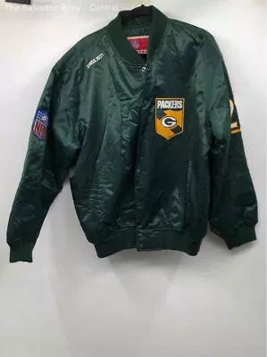 NFL Mens Green Green Bay Packers 21 Football Full-Zip Bomber Jacket Size X-Large • $11.50