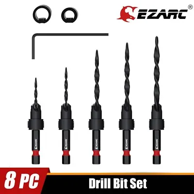 8pcs EZARC Countersink Drill Bit Set Tapered Countersink Drill Bits For Woodwork • $19.99