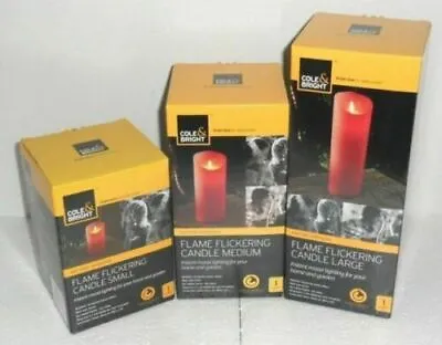 Christmas Red Flame Flickering Candles Battery Operated Cole & Bright Timer GIFT • £9.49