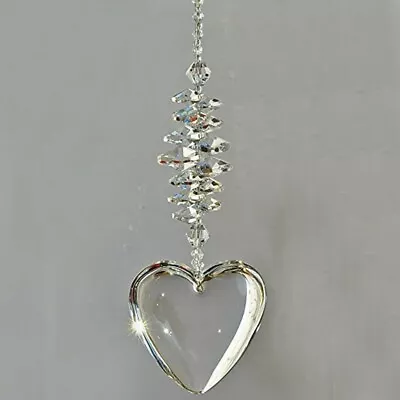 Crystal Glass Chakra Suncatcher Pendant Window Hanging Crystals Heart Ornament • £8.68