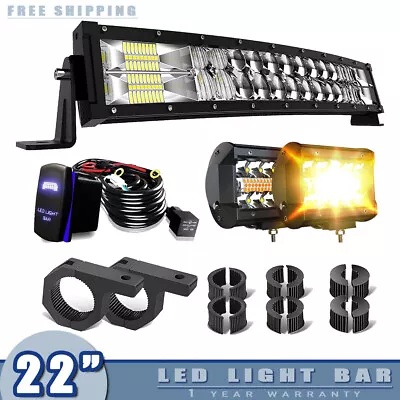 22 Inch Curved LED Light Bar Spot Flood Combo Offroad Driving Truck+4  Led Pods • $79.99