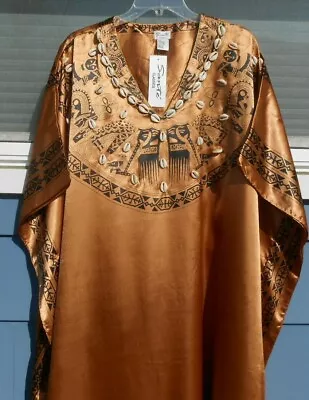 New  Mumu 2x 3x Sante Kaftan House Dress Copper Gold & Black & Real Sea Shells • $15.39