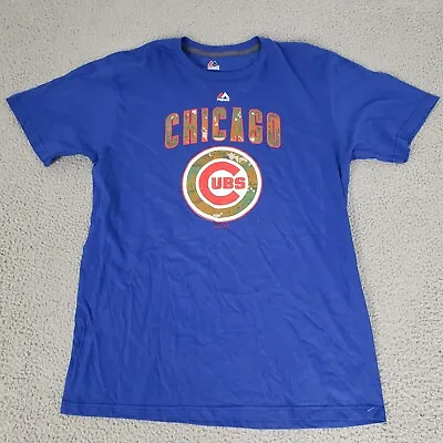 Chicago Cubs Shirt Mens Large Blue New Majestic Logo Graphic Tee MLB Cotton • $9.99