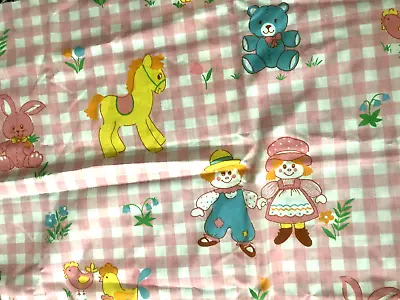 Vtg 1.5Yd 44WX55L SPRING IND Pink GINGHAM Check FABRIC Quilting Bunny Chick Doll • $27.95