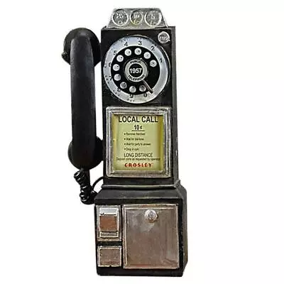 Wall-mounted Pay Phone Model Vintage Booth Telephone Figurine Rotary Antique • $31.99