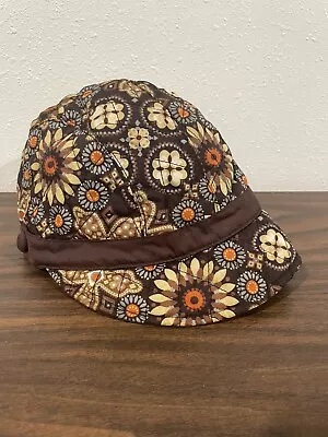 Vera Bradley Canyon Pattern Newsgirl Hat Brown Floral Fleece Lined One Size EUC • $22.95