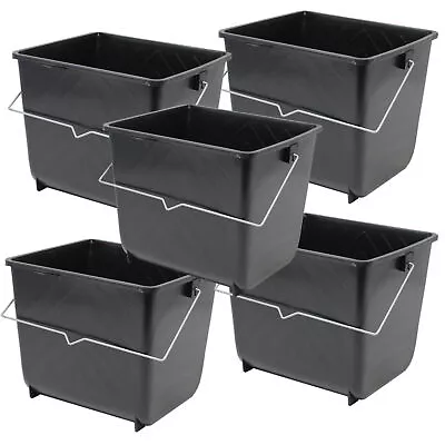 £9.95 • Buy 5 Pcs 5 Litres Black Paint Ribbed Scuttle Metal Handle Rollers Plastic Bucket