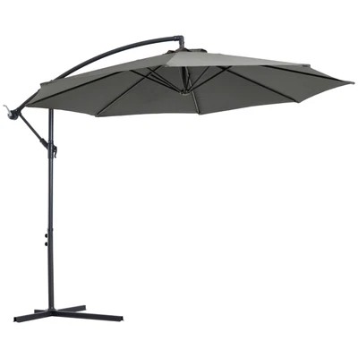£84.99 • Buy Outsunny 3m Garden Banana Parasol Cantilever Umbrella W/Crank& Base, Grey