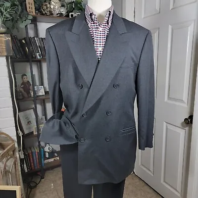 Versace Classic V2 Men's Sport Coat Peak Double Breast Charcoal Wool Size 44R • $150