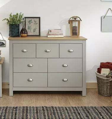 £159.90 • Buy Country Style Bedroom Furniture Merchants 7 Drawer Chest - Lancaster Grey