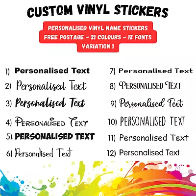 Personalised Vinyl Sticker Custom Text Name Sticker Transfer Decal 20x9cm (VAR1) • £2.39