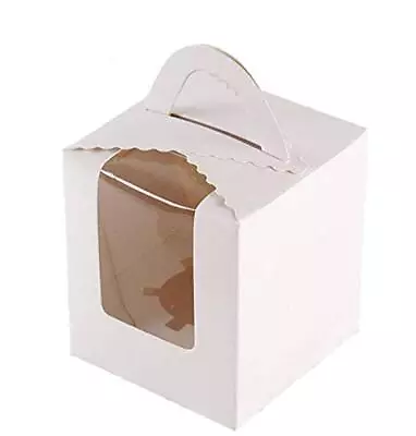 25 Pcs Single White Cupcakes Containers Gift Boxes With Window Inserts Handle... • $18.98