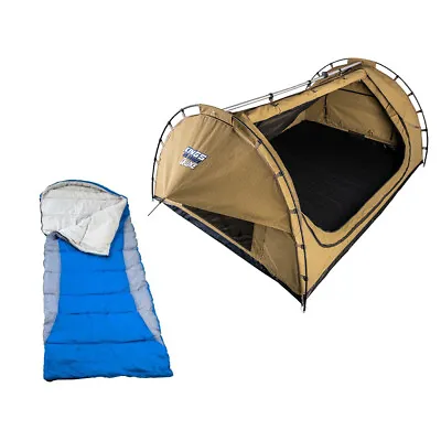 Kings Double Swag Big Daddy Deluxe + Hooded Sleeping Bag - Right-Hand Zipper • $223.95