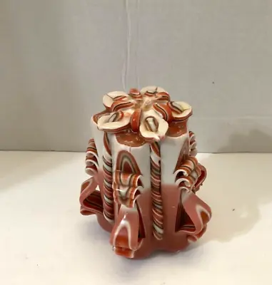 Hand Carved Candle Sculpture 5.5  Brown/white NEW! • £17.25