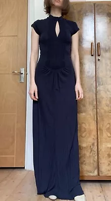 Autograph Exclusive Marks & Spencer Navy Blue Grecian Vionnet Evening Dress UK8 • $118.23