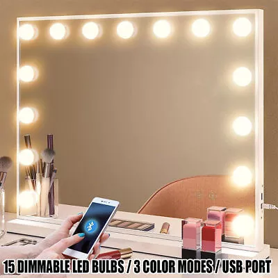 Hollywood Vanity Mirror With Lights And Bluetooth With Lights 15 LED Dimmable UK • £65.90